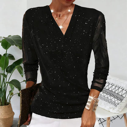 Aria - Blusa cruzada con brillantes