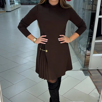 Margot – Vestido elegante con panel plisado y mangas largas