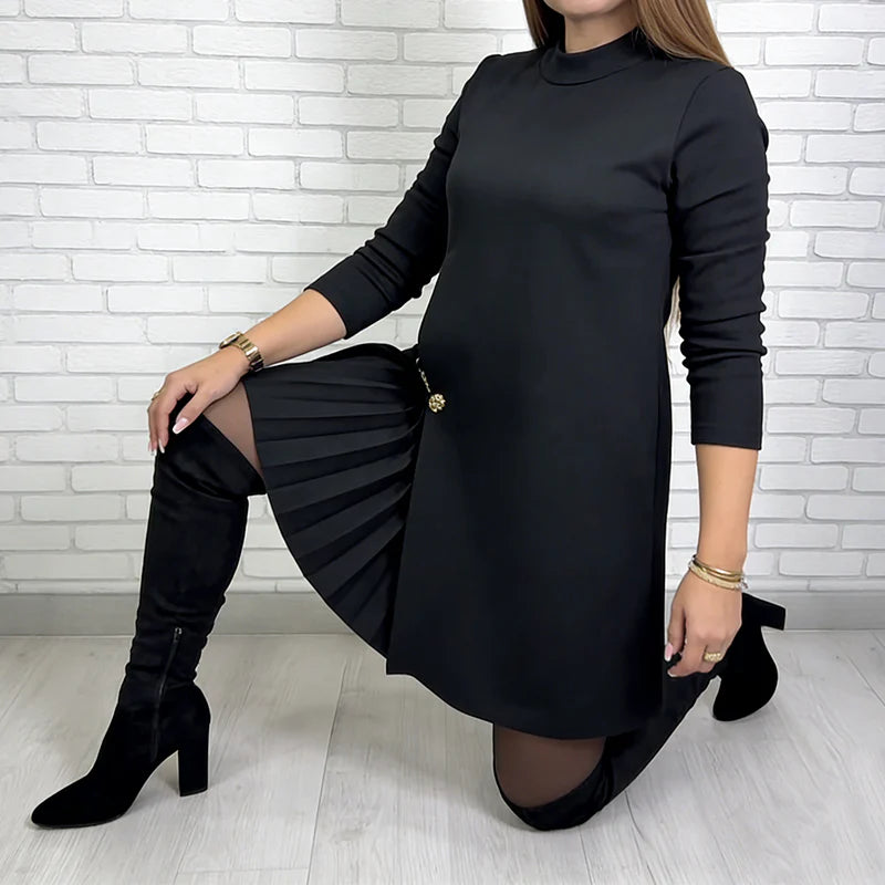 Margot – Vestido elegante con panel plisado y mangas largas