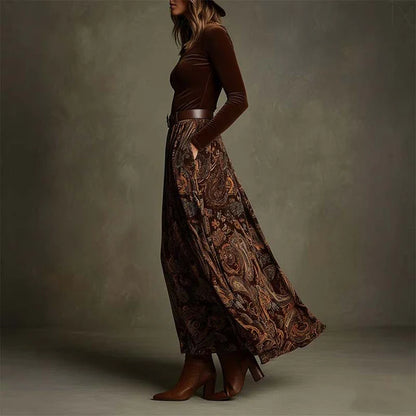 Raquel – Conjunto elegante de top y falda maxi estampada