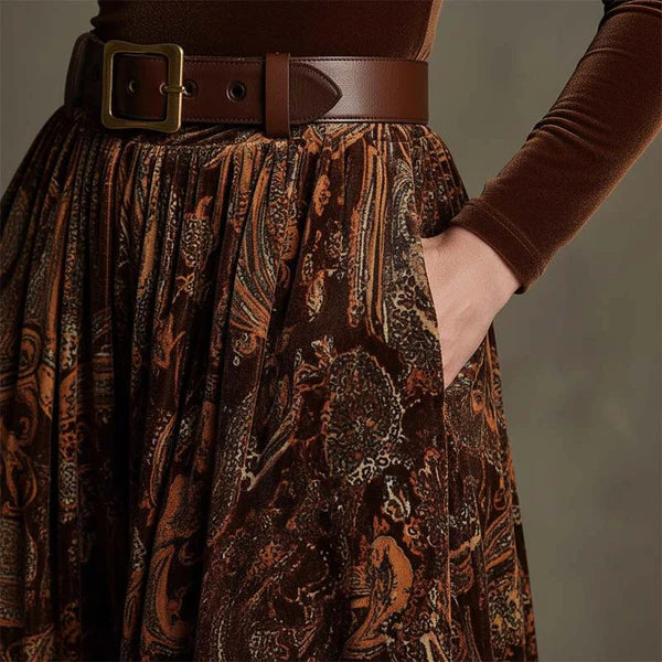 Raquel – Conjunto elegante de top y falda maxi estampada