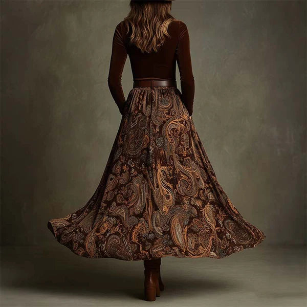 Raquel – Conjunto elegante de top y falda maxi estampada