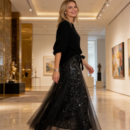 Cristina – Conjunto Sparkle de top y falda de tul