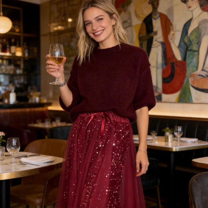 Cristina – Conjunto Sparkle de top y falda de tul