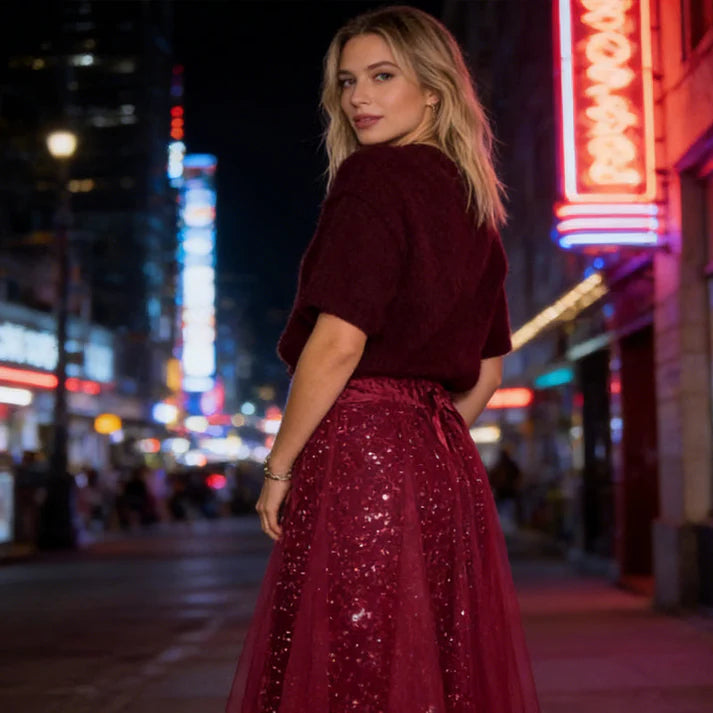 Cristina – Conjunto Sparkle de top y falda de tul