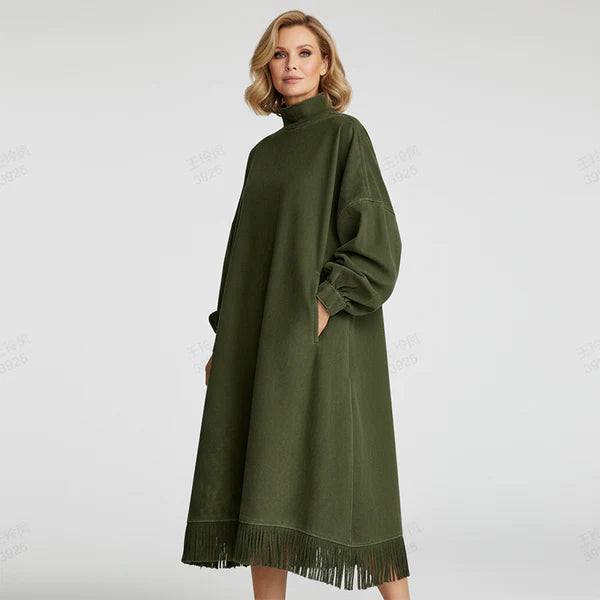 Aurora – Vestido casual de gamuza sintética de color liso