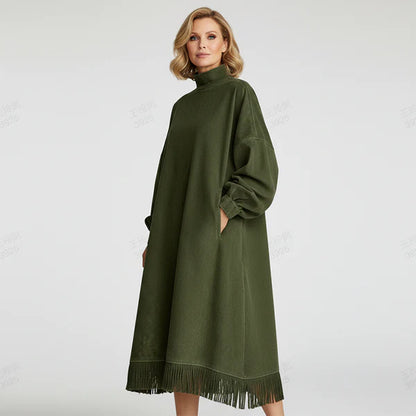 Aurora – Vestido casual de gamuza sintética de color liso