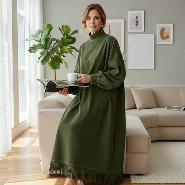 Aurora – Vestido casual de gamuza sintética de color liso