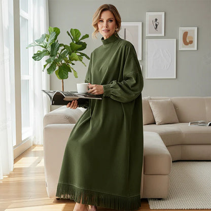 Aurora – Vestido casual de gamuza sintética de color liso