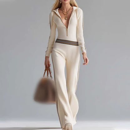 Isabella – Mono de punto canalé con capucha y cremallera