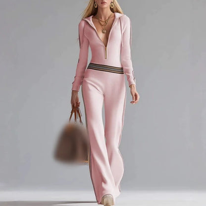 Isabella – Mono de punto canalé con capucha y cremallera