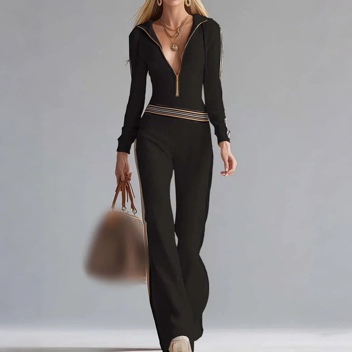 Isabella – Mono de punto canalé con capucha y cremallera