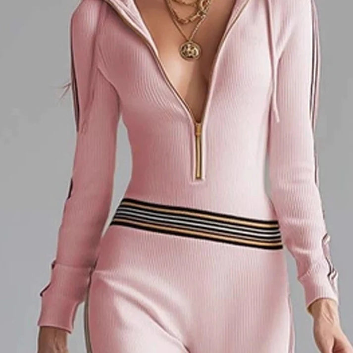 Isabella – Mono de punto canalé con capucha y cremallera