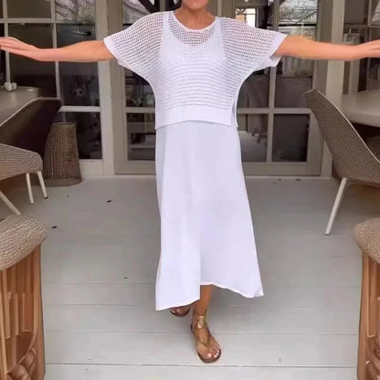 Malena™ | Conjunto de vestido midi con top calado de punto