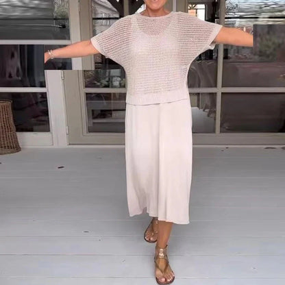 Malena™ | Conjunto de vestido midi con top calado de punto